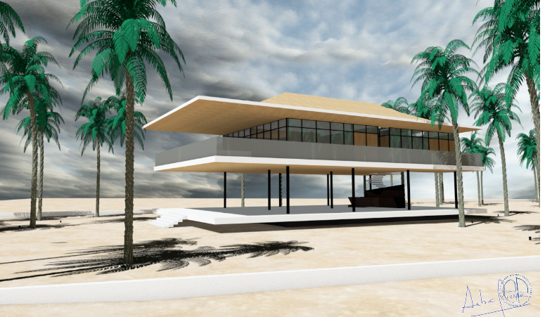 Villa sur pilotis épurée et porte-à-faux