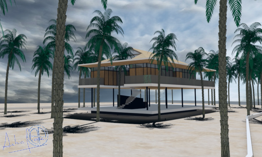 Villa sur pilotis épurée et porte-à-faux