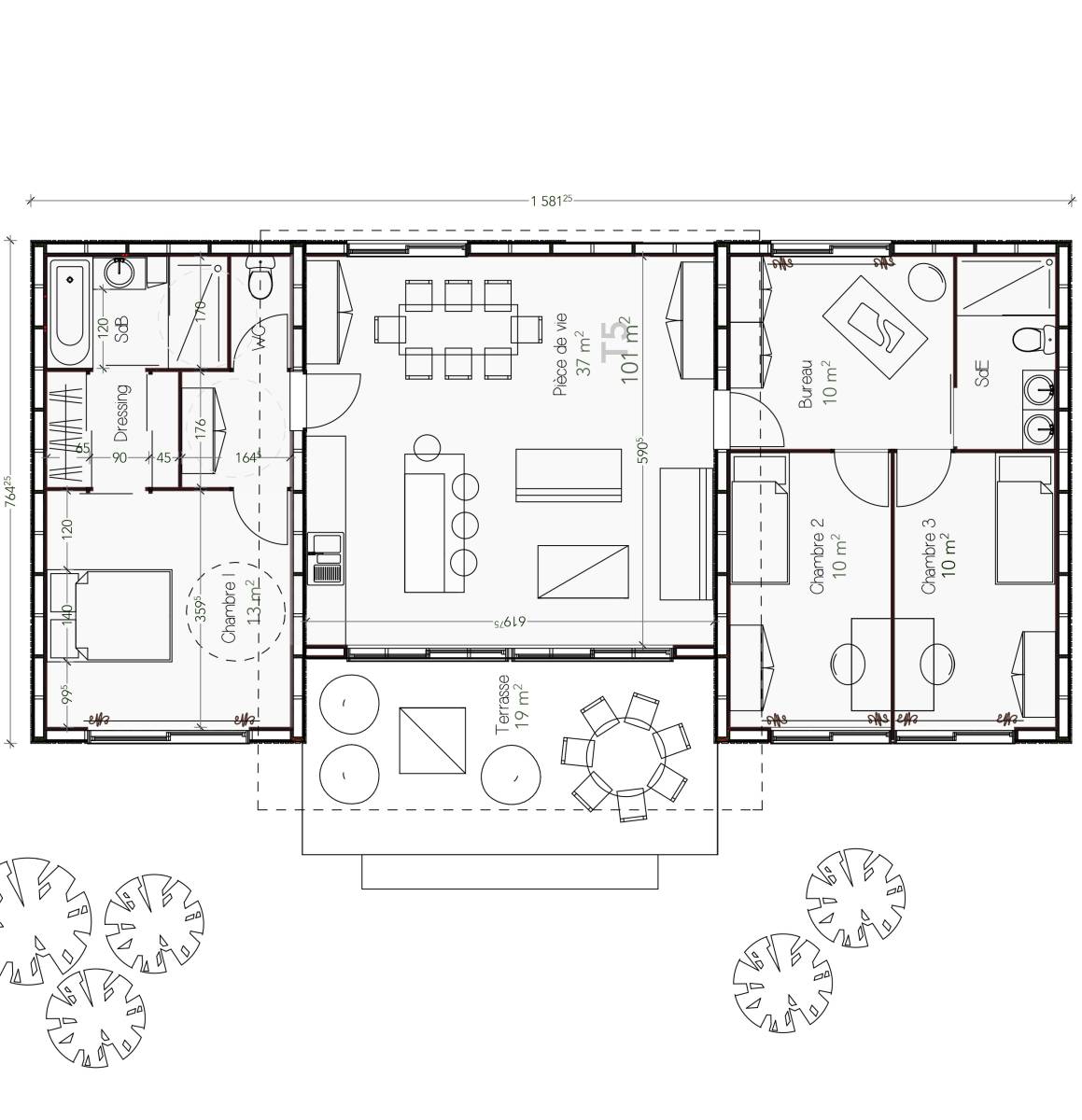 Plan Maison design, contemporaine et moderne, pour une belle villa dans toute la région bordelaise