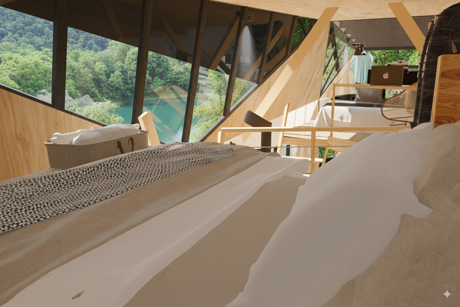 Vu de la Forêt depuis son lit le luxe d'une tiny house