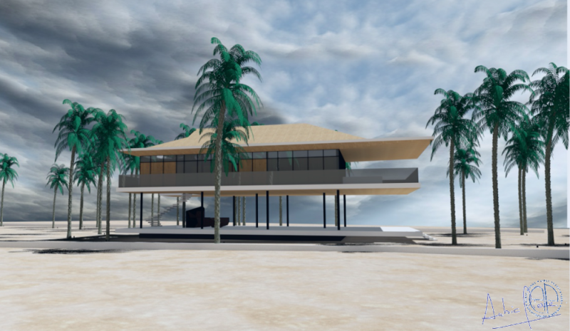 Villa sur pilotis épurée et porte-à-faux