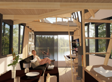 L’intérieur d’une Tiny en bois design