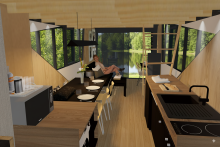 L’intérieur d’une Tiny en bois design